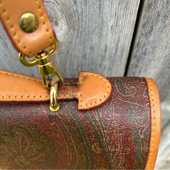 Etro Vintage Paisley Top Handle Messenger Crossbody Bag Brown - Picture 9 of 16